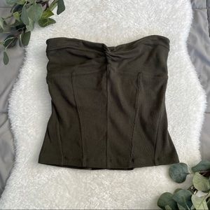Free People Intimately Ribbed Tube Top in Army NWT